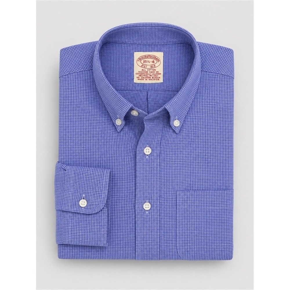 Brooks Brothers Regent Button Down Shirt Size 15.5 Plaid Check Long Sleeve